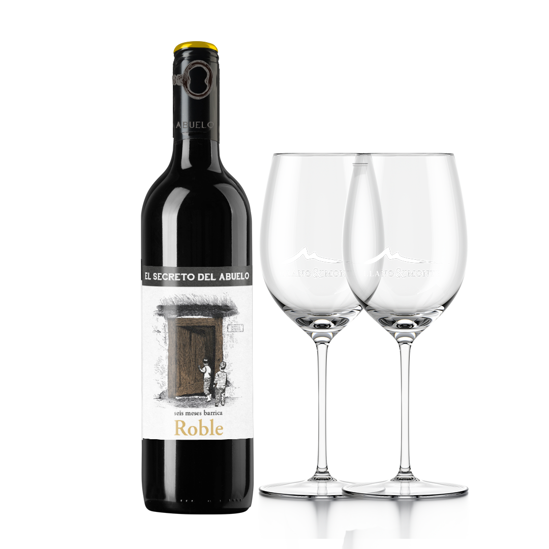 PACK SECRETO DEL ABUELO ROBLE + DOS COPA – BODEGAS LLANO Y MONTE
